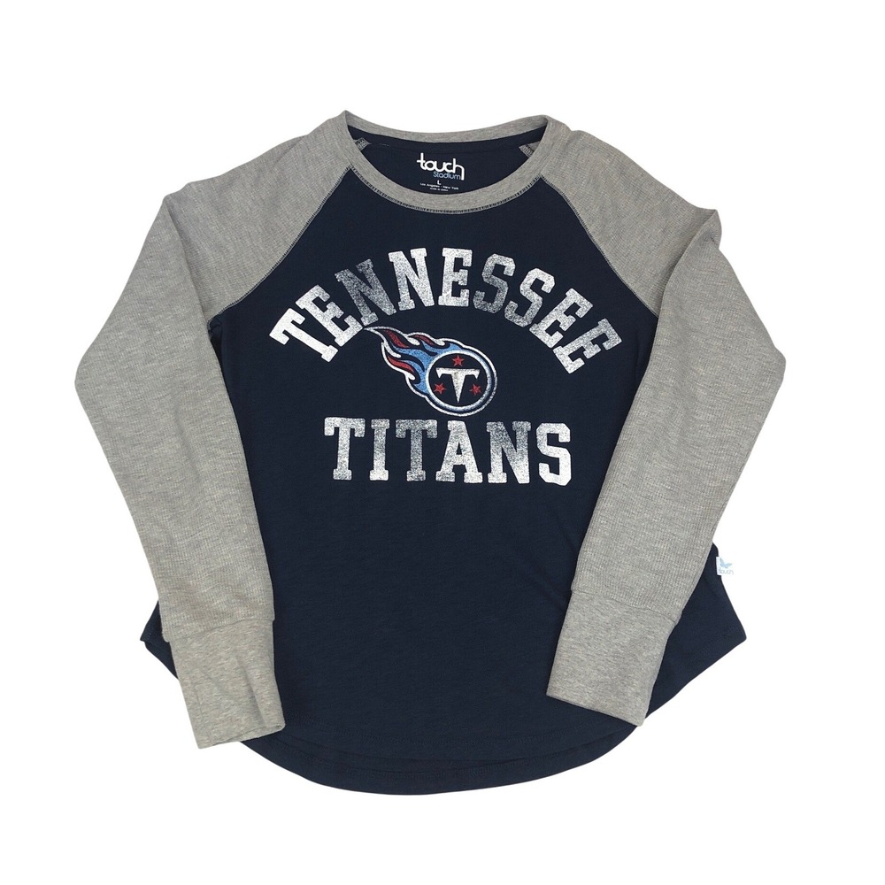 Touch Stadium Tennessee Titans‎ Raglan Long Sleeve Shirt Navy Gray Womens Large